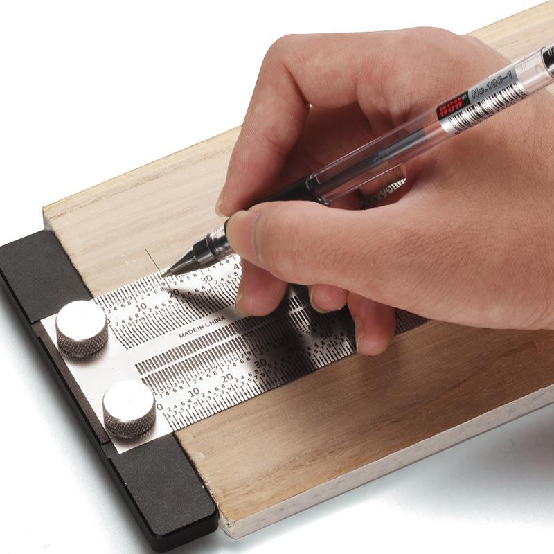 Woodworking Hobby - Roestvrijstalen Hoge Precisie T-Type Gatmeter Houtbewerkingsschaal