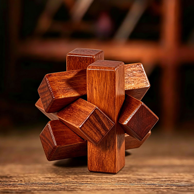 Woodworking Hobby - Houten knooppuzzel IQ Logic Training Ontgrendel
