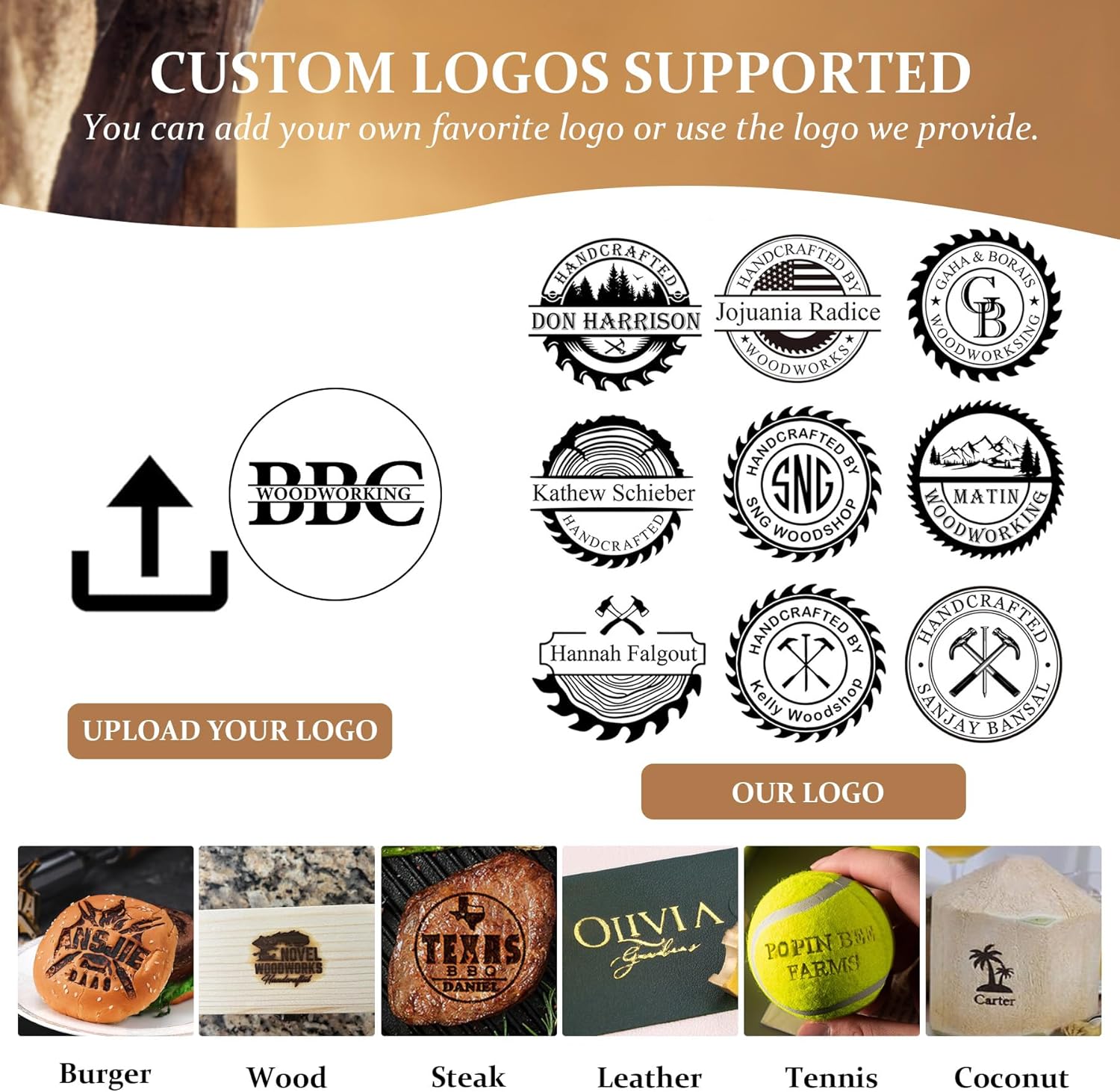 Aangepaste elektrische brandme - Woodworking Logo Design recensie en prijs
